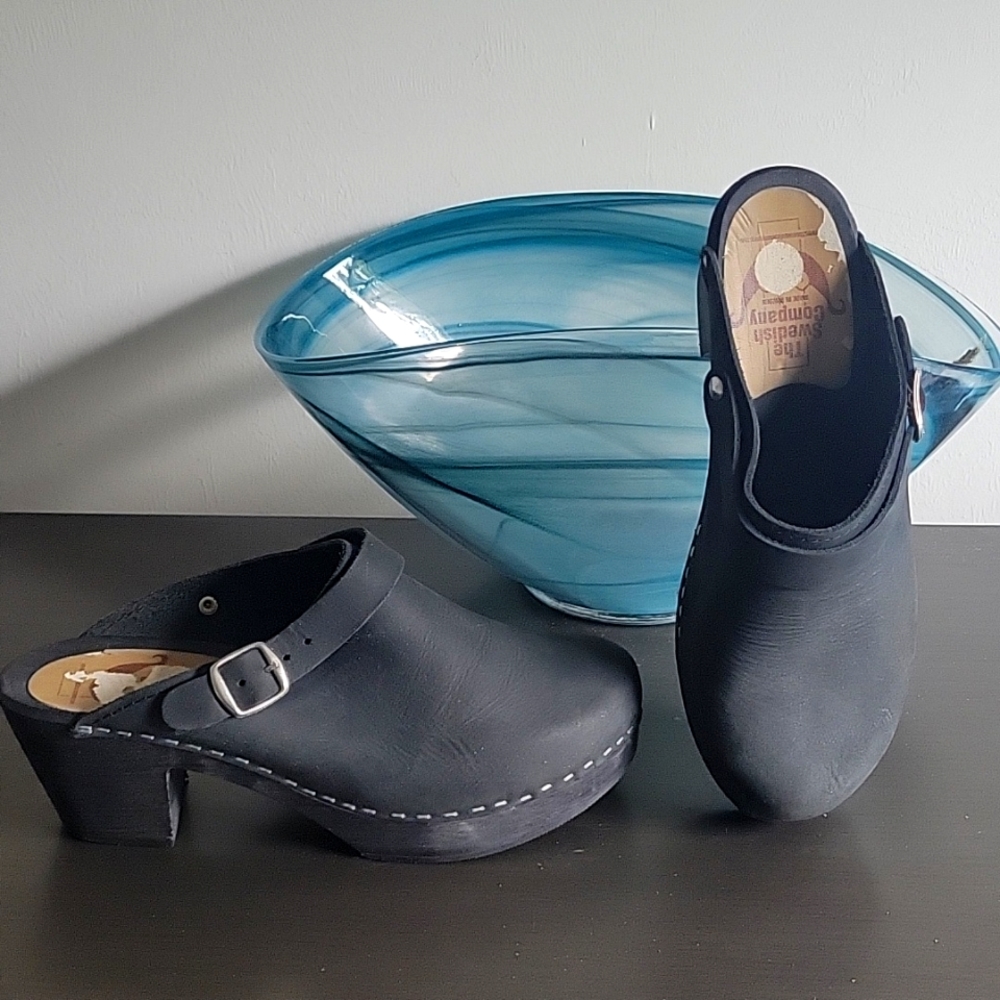 The Swedish Company Wood & Leather Mules size EU 40